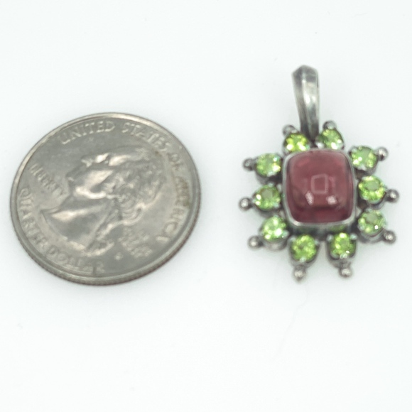 Himalayan Gems Pink Tourmaline & Peridot PendantSS - Picture 4 of 5